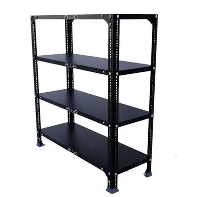 ALIJA 36 x 35 x 12 Inch 4 Shelves Multipurpose Storage Rack With Accessories(Gauge-24 Gauge Shelves & 18 Gauge Angle,Color-Black)
