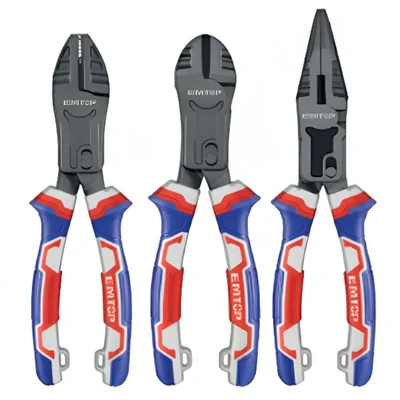 EMTOP EPLS2351 Industrial 3 Pcs Compound Action Pliers Set Energy Saving Design CR-V Steel Comfort Grip