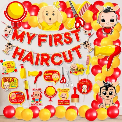 Pack Of 3| 48 Pcs Red & Yellow 1st Haircut Mundan Decoration Kit