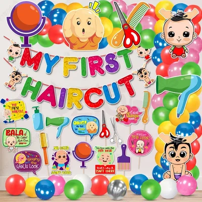 Pack Of 3 | 48-Pcs Multicolour Mundan Ceremony Decoration Kit for Kids First Hair Cut Party