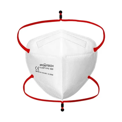 Gravitech FFP2/N95 Mask Pack of 100 For The Protection Against Dust, Germs, Scents, Mold Spores, GI-200