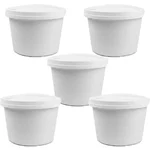 250ml x 500pcs White Disposable Paper Tubs with Lid, 270 GSM for Picnic, Travel, Food Truck