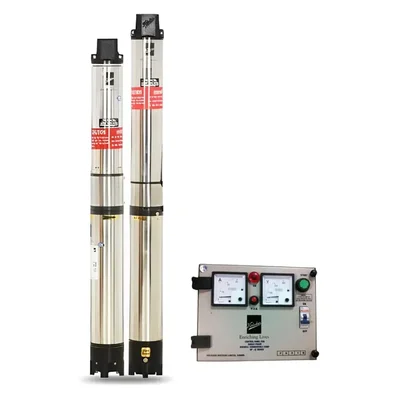 Kirloskar 1HP 8 Stage(4 inch) 1Ph Water Cooled Submersible Pump With CP, 203ft Head - 1.6 Year Warranty (NEO 60-1008 CP)