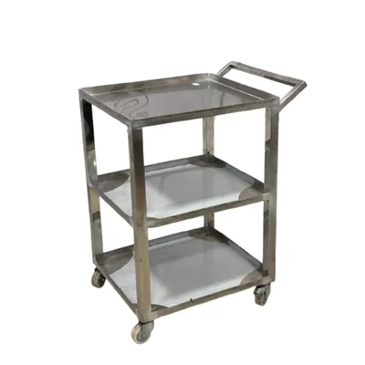 Vinayak Machines 21 x 24 x 34 inch ( 53.34‬ x 60.96‬ x 86.36‬ Cm) Service Trolley with 2 Undershelf, 4 Castor Wheels