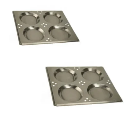 Pack of 2, 12X12 inch 4 Cavity Thatte Idli Tray, Stainless Steel 304