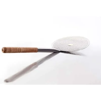 Mira Steel Pack of 3 SS Jhara With Wooden Handle and 9 inch Dia Size