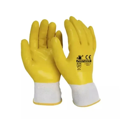 Fortuner Full Dip Nitrile Coated Safety Hand Gloves Yellow on Yellow, Offering Excellent Resistance to chemicals,oils & abrasions(Pack-1 Pair)