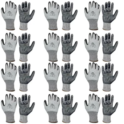 Delight 12 Pair Nitrile Cut Level 5 Safety Gloves (MCL5-SN)(Size-Medium)
