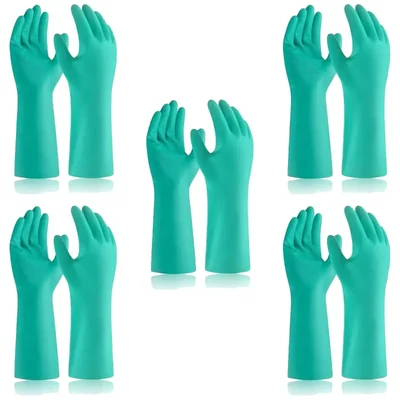13 Inches long Heavy-Duty Reusable Chemical Acid Resistant Nitrile Wet and Dry Glove (Pack-5 Pcs)