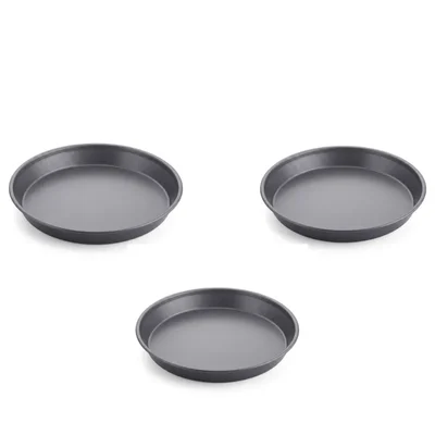 Smart Chef 10 Inch Non-Stick Round Shape Carbon Steel Pizza Baking Pan HSW0576 (Pack of 3)