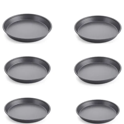 Smart Chef 10 Inch Non-Stick Round Shape Carbon Steel Pizza Baking Pan HSW0576 (Pack of 6)