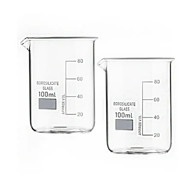 COMETEK Borosilicate Glass Beaker Set – Set of 2 (100ml x 2) | Heat-Resistant Beakers for Lab, Home, College & DIY Use