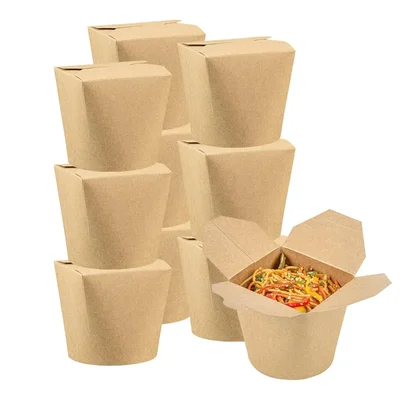 Pack of 100, 200pcs Kraft Paper Noodle Box, 750ml Capacity, Eco-Friendly Disposable Food Bucket for Asian Noodle(Pack-100 pcs)