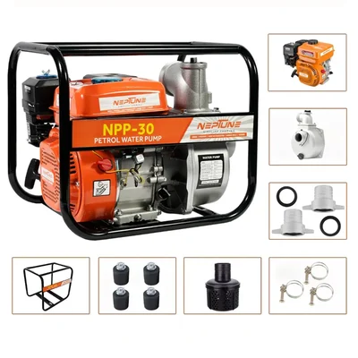 Neptune NPP-30 6.5 HP 4 Stroke 196cc Petrol Engine Portable Water Pump with 3600 rpm | Ideal For Agricultural Use