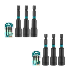 Total 3pcs 65mm Long Magnetic Nut Driver Bit Set (TAC2703431) - Pack of 2
