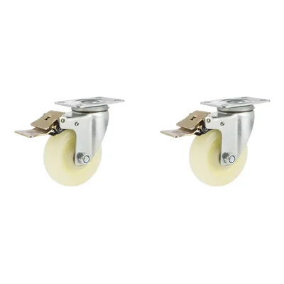 Premium Quality 100 x 50 mm 500 kg Load Capacity Nylon with Double Bearing Brake Type Caster Wheel(Pack-2 pcs)
