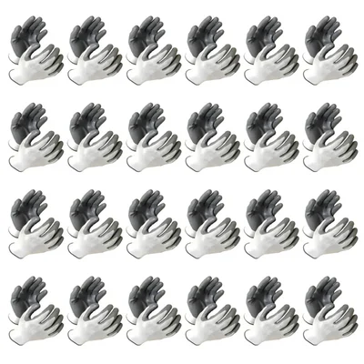 SIA Cut Resistant Pack of 24 Pairs Nitrile Coated Safety Gloves Grey White