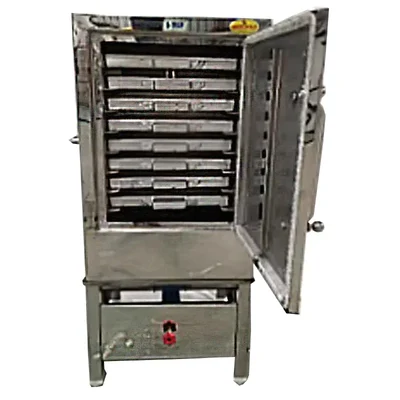 Heavy Duty 8 Tray Stainless Steel Gas Operated Nylon Live Steam Dhokla/Khaman Machine or Steamer
