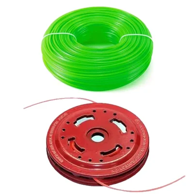 Nylon Rope / Trimmer Line of 2 kg 3 mm with Free BC 470 Metal Tap & Go Trimmer Head for Brush Cutter