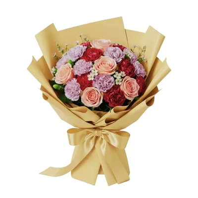 Pack of 2 (40 Sheets) Off White Solid Korean Gift Wrap | Waterproof Checked Bouquet Paper + 3 Pull Bows