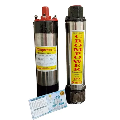 Crompower 1HP 10 Stage Single Phase (V4) Oil Cooled Borewell Submersible Pump - 1 Year Warranty