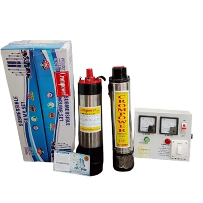 Crompower 1.5Hp 12 Stage Single Phase (V4) Oil Cooled Borewell Submersible Pump with Control Panel - 1 Year Warranty