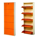 Expert 5.57 x 2.31 x 1 Feet 5 Shelves Wall Mounted Shoe Rack (Orange & Ivory Color)