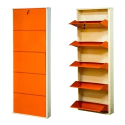Expert 5.57 x 2.31 x 1 Feet 5 Shelves Wall Mounted Shoe Rack (Orange & Ivory Color)
