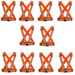 Gravitech 10 Pcs 360° High Visibility Orange Colour Elastic Cross Belt With Reflective Tape For Safety Purpose