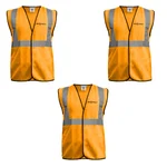 Gravitech 3 Pcs 120 GSM Orange Colour Safety Jacket With 2" High Grade Reflective Fabric Tape (GI-RJ-02)