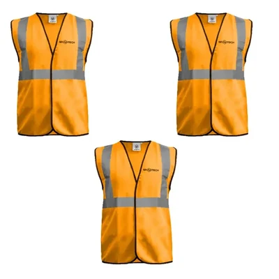 Gravitech Pack Of 3,12,24 Pcs Safety Jacket, 120 GSM Orange Colour With 2" High Grade Reflective Fabric Tape (GI-RJ-02)(Pack-3 Pcs)