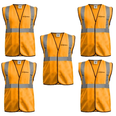 Gravitech 5 Pcs 120 GSM Orange Colour Safety Jacket With 2" High Grade Reflective Fabric Tape (GI-RJ-02)