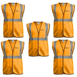 Gravitech 5 Pcs 120 GSM Orange Colour Safety Jacket With 2" High Grade Reflective Fabric Tape (GI-RJ-02)