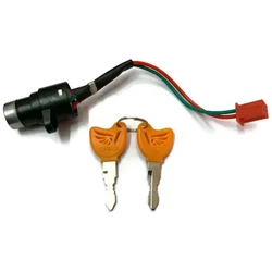 Orange Electric Bicycle Ignition On/Off Key Switch with 2 Keys and 2-Wire Connector for E-Bike, Scooter, Universal Mount