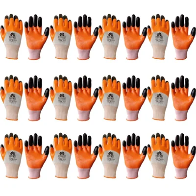 Delight Pack of 12 MNF34-WO Orange Nitrile 3/4 Coated Gloves(Size-Small)