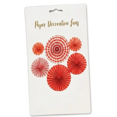 Orange Colour set of 6 Pcs Colourful Foldable Hanging Paper Decoration Fans for Party Background Backdrop Decor(Pack-100)