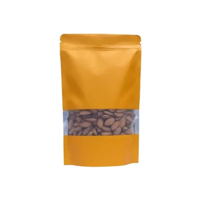 500gm, 16 x 23 cm 112 Micron Matt Orange Finish Ziplock Pouch with Transparent Window for Food Packaging(Pack-50 Pcs )