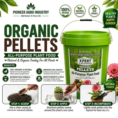 Pioneer Agro Plant Fertilizer Organic Pellets 5 Kg - Micronutrient Rich Plant Food for Vegetables, Fruits, and Flowers