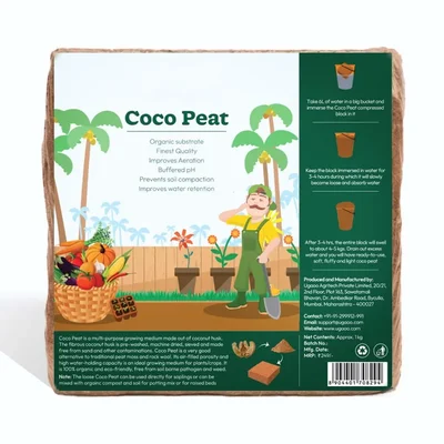 Orifesh Cocopeat Block 1 Kg, Expands to 15 litres of Light Coco Peat Growing Medium