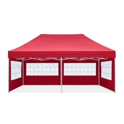 GR Chopra and Company 10x20 ft Outdoor Folding Canopy Tent for Parties and Weddings with 4 Removable Sidewalls - Blue(Color-Red)