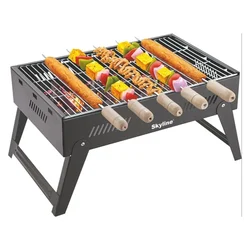 Skyline VTL-4700 Black Charcoal Barbecue Foldable Case With 5 Skewers