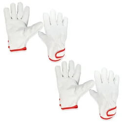 Split Leather Red & White Welding Safety Gloves (Size-M ) Pack of 2 Pairs