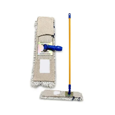Pack of 3 High Absorbent 18 Inch Light and Durable Cotton Dry Mop with Handle for Floor Cleaning, Dust Removal and Drying