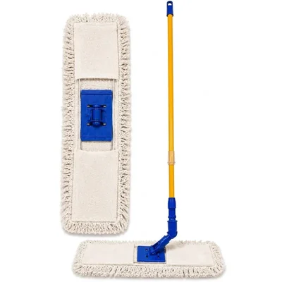 Pack of 3 High Absorbent 18 Inch Strong and Durable, White Cotton Dry Mop with Handle for Cleaning Marble and Floors
