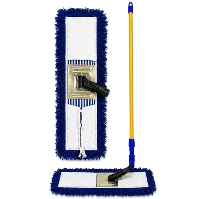 Pack of 3 High Absorbent 24 Inch Light and Durable Blue Cotton Dry Mop with Handle for Dust and Dirt Removal