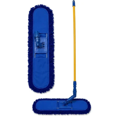 Pack of 3 | Premium 24 Inch Folding Blue Cotton Dry Mop with Handle for Heavy Dirt Particle Cleaning