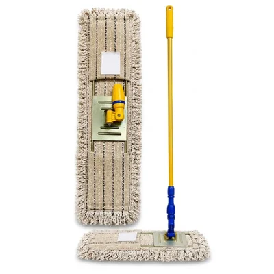 Pack of 3 Heavy 24 Inch Absorbent, Light and Durable Cotton Dry Mop with Handle for Spill and Liquid Absorption