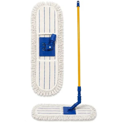 Pack of 3 | Premium 24 Inch Strong and Durable, High Absorbent White Dry Mop with Handle for Cleaning Walls and Floors