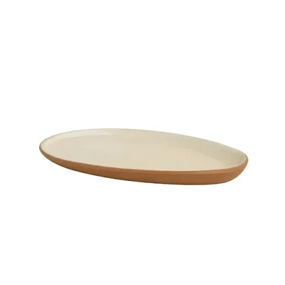 Dual Tone Oval Slant Platter 11 Inch Serving Bowl for Dinners (Pack of 4)