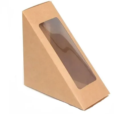 Pack-500 PCS, 7.5" x 5" x 2.5", Disposable Kraft Triangle Sandwich Box for Picnic, Travel, Food Truck